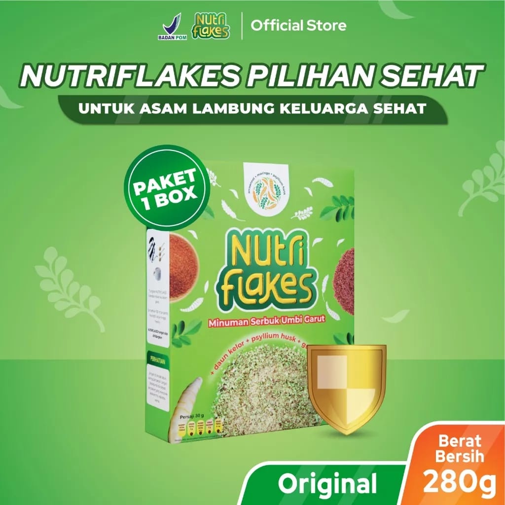 

100% ORIGINAL Nutriflakes Sereal Umbi Garut Asam Lambung - Ampuh Mengatasi Asam Lambung Gerd, Maag