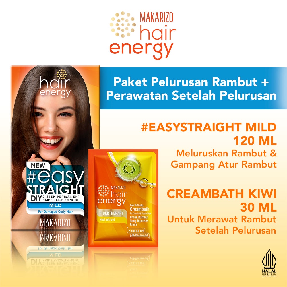 Makarizo Paket Easy Straight Mild120 ml & Creambath Kiwi 30 ml