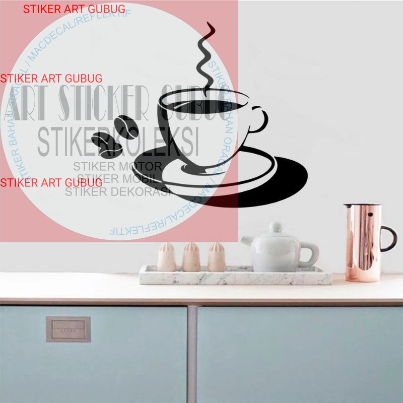 WALL CUTTING STICKER STIKER DINDING KACA KAMAR TIDUR ANAK CUSTOM WALLPAPER 3D MURAH KOPI CAFE 01