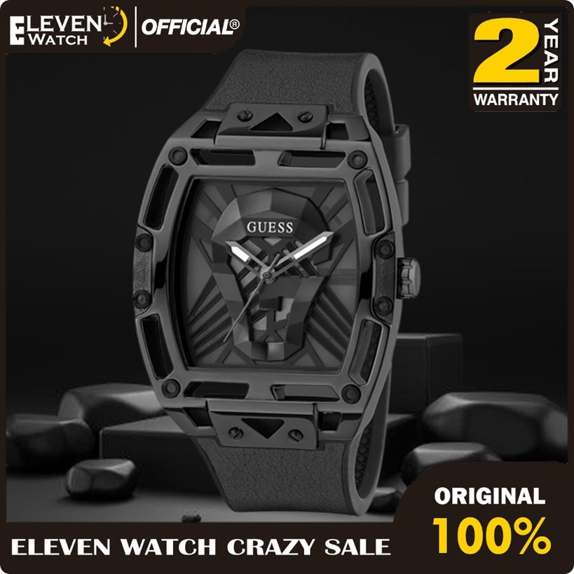 [Promo] Jam Tangan Pria Guess GW0500G2 Legend Black Dial Black Leather with Silicone Strap Original 