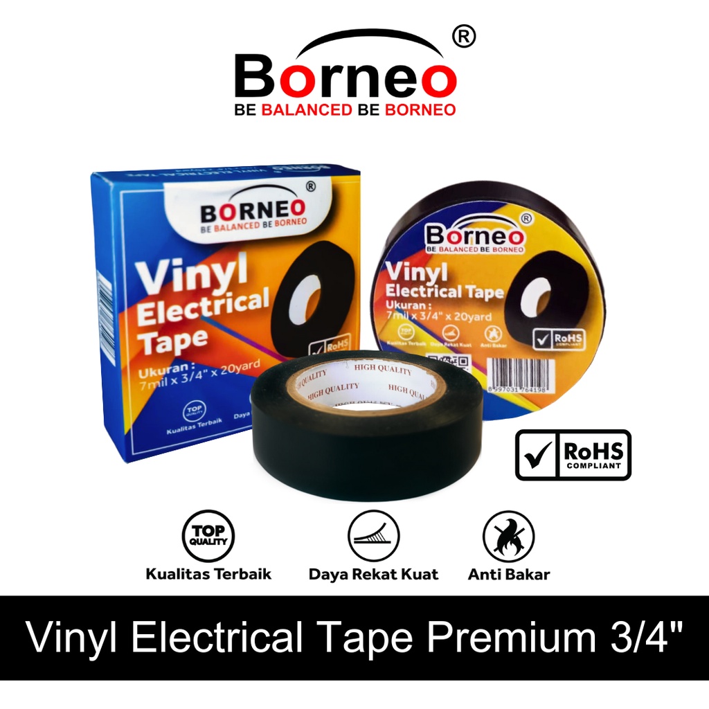

Vynil Electrical Tape Borneo Premium 3/4 Inch