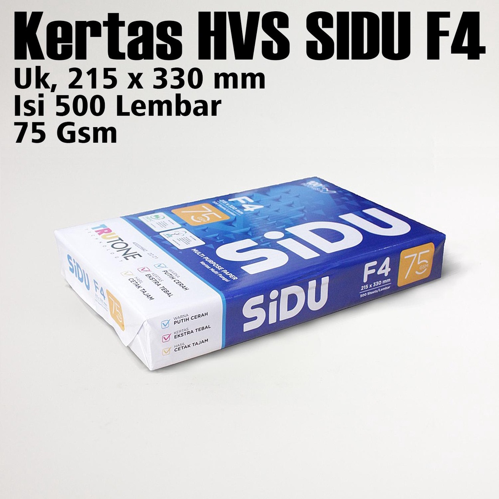 

Kertas HVS F4 75 Gsm SIDU Sinar Dunia / Ketas Fotocopy - 1 RIM Isi 500 Lembar Paper - Master Pack Indonesia Bogor