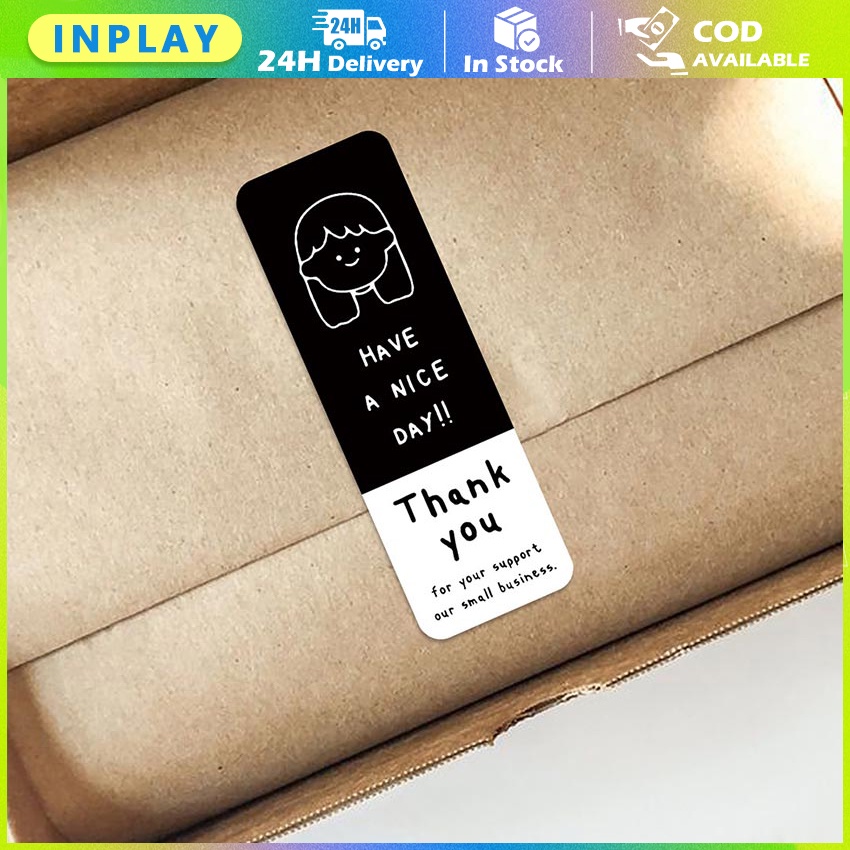 

30 Pcs Hitam Putih Stiker Label Thank You Have A Nice Day / Stiker Segel Label Thank You & Have A Nice Day