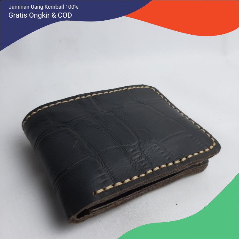 Dompet Pria Kulit Asli Original Dompet Cowok Murah Model Lipat Motif Kulit buaya