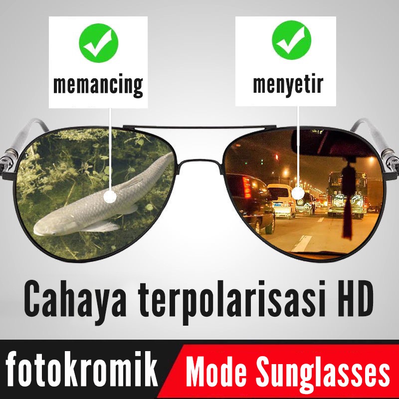 COD COD Kacamata hitam Polarized cowok gaya terbaru police Aviator keren Gaya photocromic Anti Silau