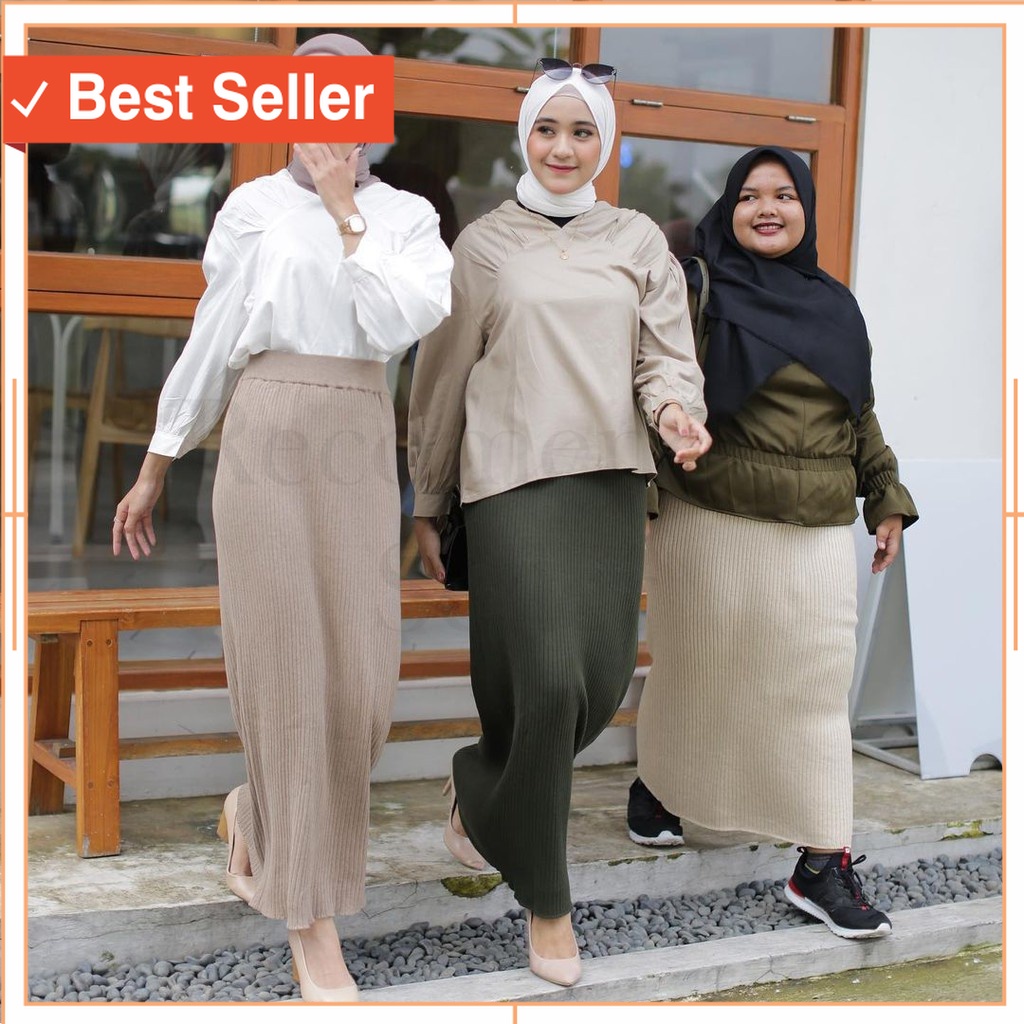 Baju Model Korean Style murah kekinian bahan adem premium / Rok Rajut STANDAR & JUMBO Rok Span Rajut