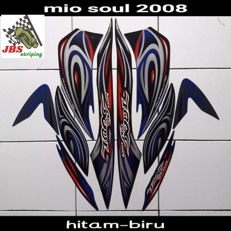 striping mio soul stiker  yamaha mio soul karbu lama thn 2008 hitam biru
