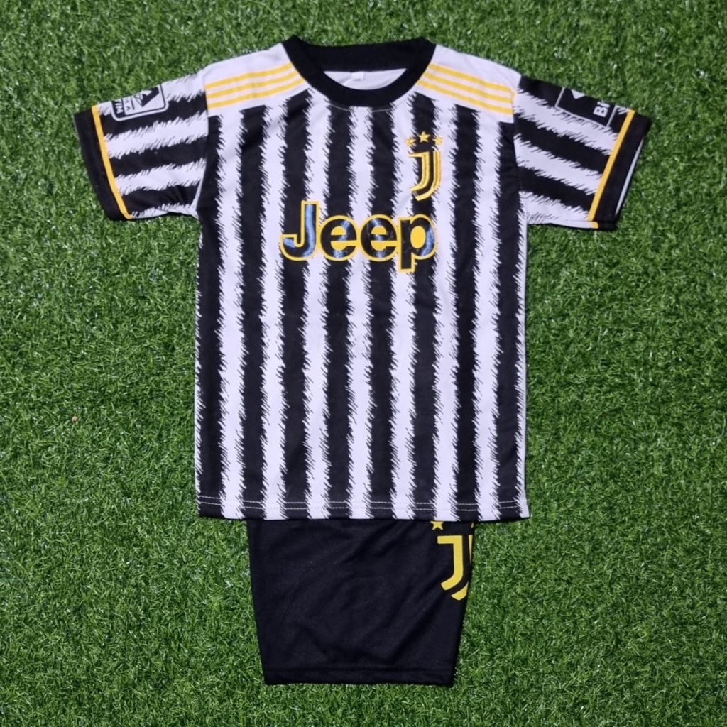 Baju Bola Jersey JUVENTUS Printing Terbaru Home Away 2023/Jersey Kaos Bola Anak 2-14 Th Warna putih 