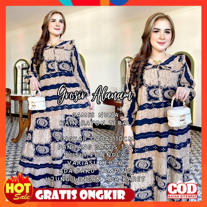 KAIN ADEM HALUS TEBAL / GAMIS NUNA GAMIS RAYON KAIN TEBAL BATIK MOTIF KEKINIAN BUSUI FRIENDLY BAHAN 