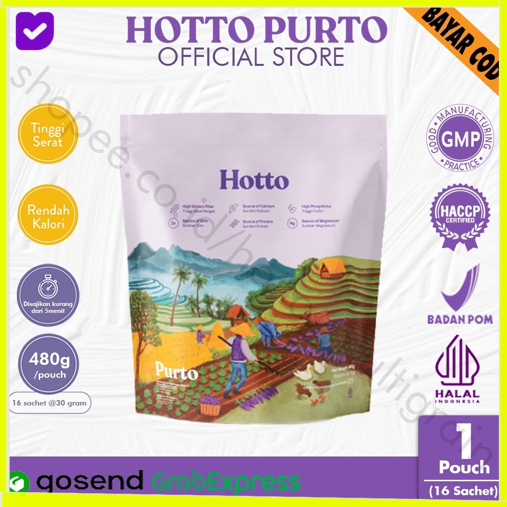 

HOTTO PURTO MULTIGRAIN With Purple Potato 1 POUCH - 16 SACHET Ubi Ungu Oatmeal Sereal Powder HOTO HUTO PUTRO JAKARTA KARTIKA2411 ON
