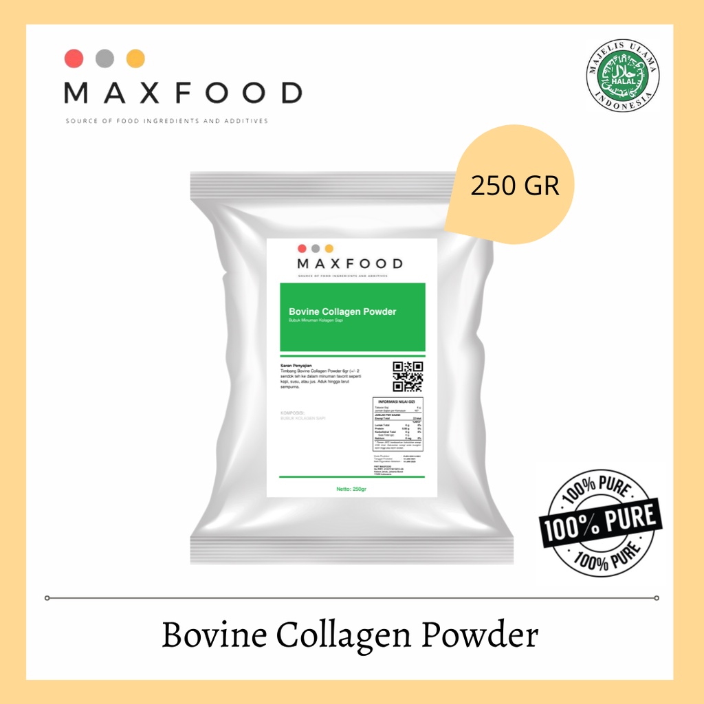 

MAXFOOD - Turkey Halavet Hydrolized Bovine Collagen/ Bubuk Kolagen Sapi Murni 250 GR