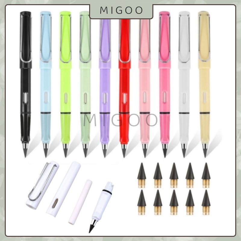 

MiGoo Pensil Abadi + Penghapus Eternal Pencil Premium Berwarna-warni No Ink Pen Pensil Eternal + Eraser Pensil Tanpa Batas Tanpa Isi Untuk