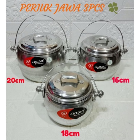MASPION PERIUK / BELANGA / KENDIL / KUALI JAWA SET 3 PCS ( 16 CM, 18 CM, 20 CM) PERIUK JAWA ALUMUNIU