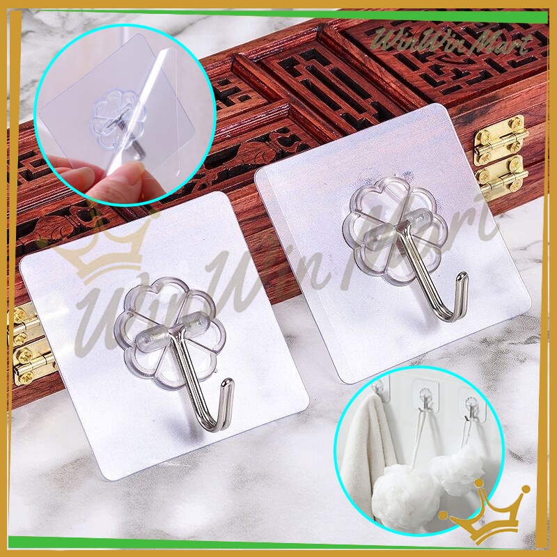 Gantungan Hook/Dinding Magic Serbaguna Gantungan/Hook Tempel Dinding Keramik Pintu/Magic Hook Kait Perekat Model Transparan Anti Air