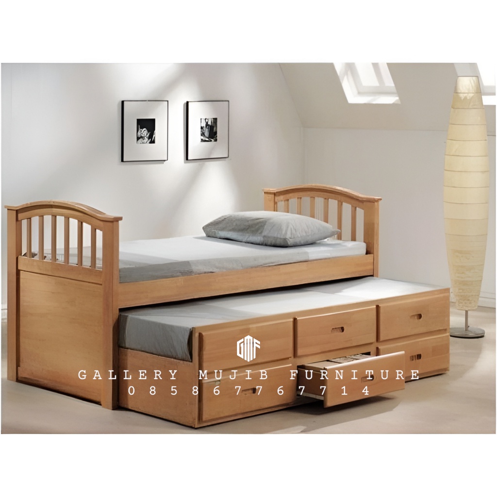 DIPAN SORONG LACI JATI , TEMPAT TIDUR JATI SORONG LACI MINIMALIS