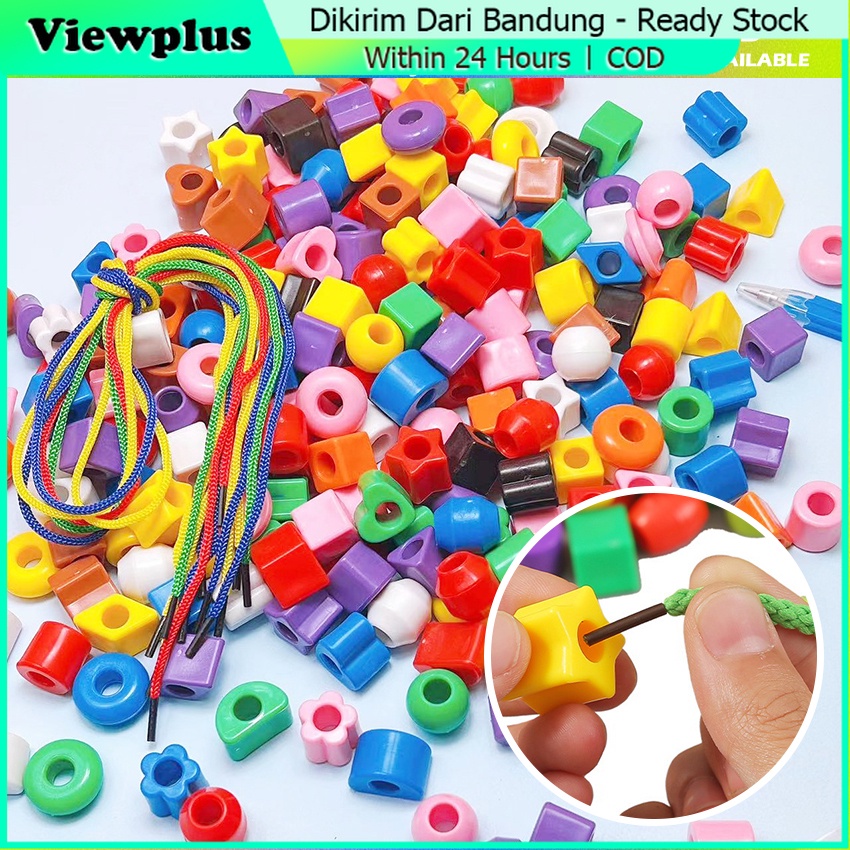 100Pcs Mainan Sensory Meronce Manik Tong DIY Knitting Toys Edukasi Edukatif Manik Anak