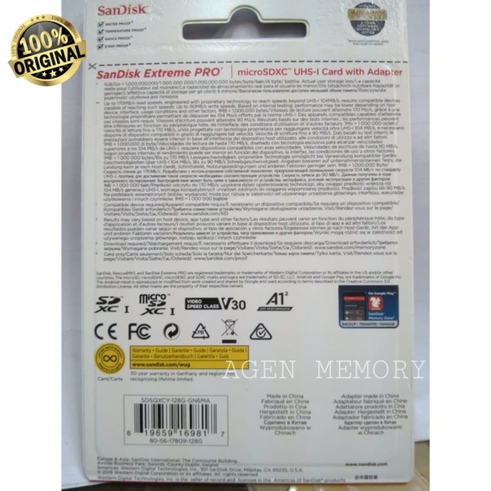Terlaris ✨ -Sandisk 128 GB Extreme Pro 170 mb/s Micro SDXC Card A2 U3 UHS-1 V30