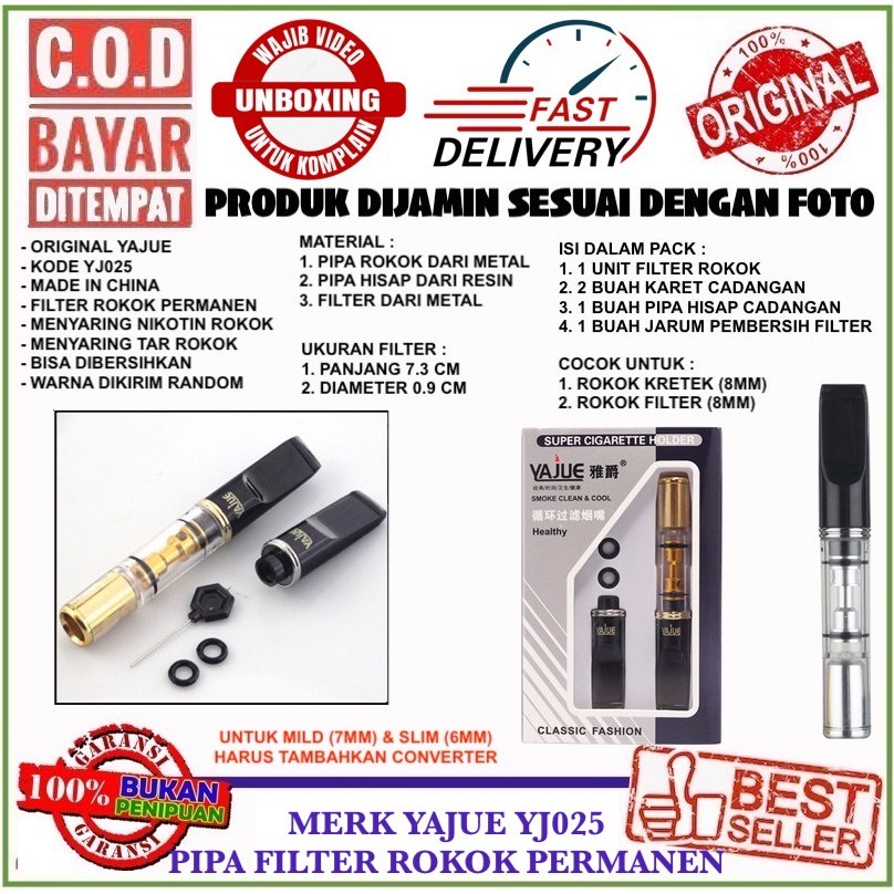 YAJUE YJ025 PIPA FILTER SARINGAN ASAP PERMANEN KHUSUS 8MM STANDAR