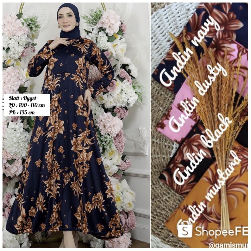 GAMIS HYGET JUMBO BUSUI MOTIF ANDIN KEKINIAN DRESS WANITA