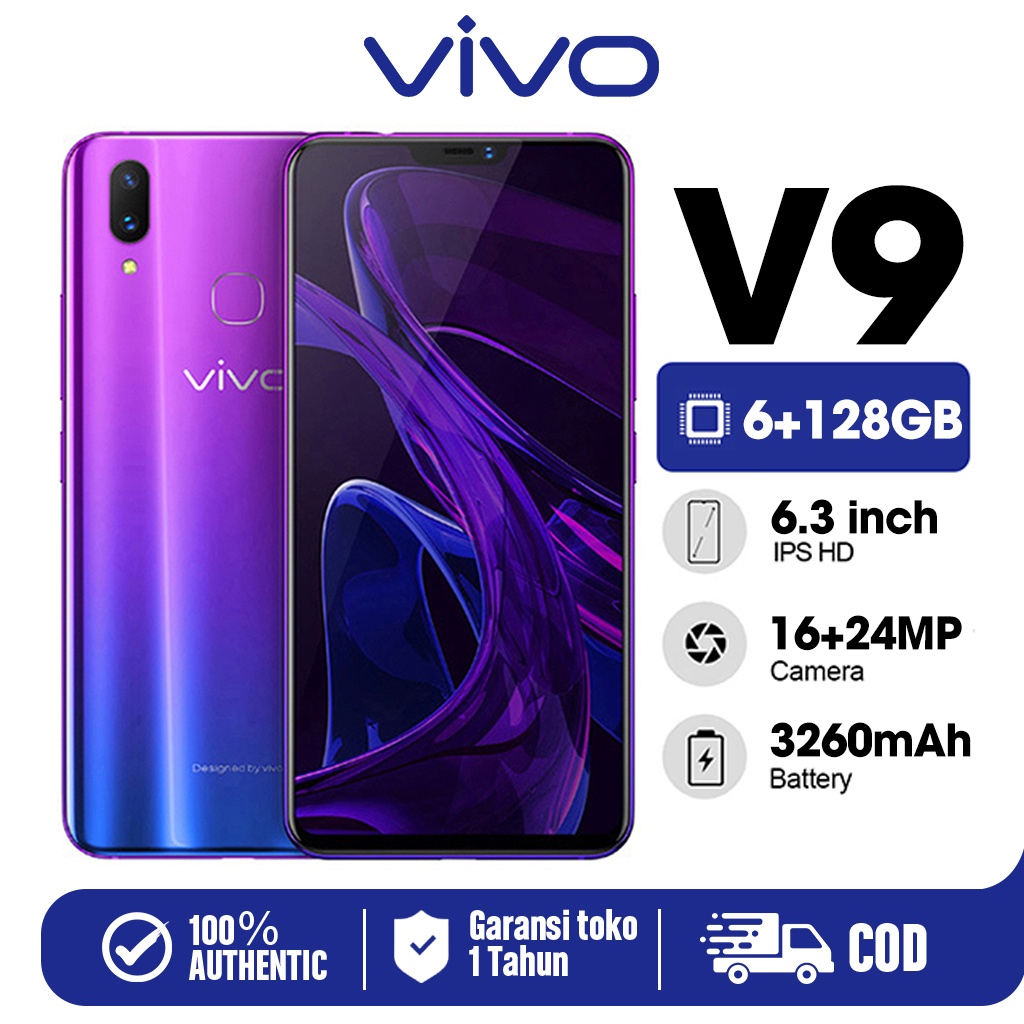 Promo Akhir Tahun VIVO V9 RAM 6/128 4/64 Handphone second ori asli 16+24MP FHD Kamera hp murah vivo android 4G Smartphone cuci gudang COD
