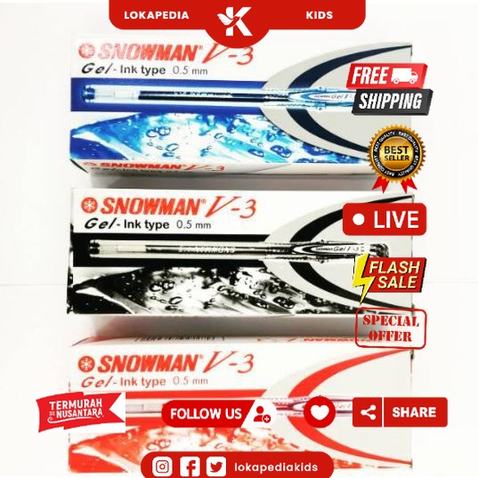 

PULPEN SNOWMAN GEL V3 / PEN BOLPOIN SNOWMAN V3 0.5 / 0.7 mm ( 12 pcs)