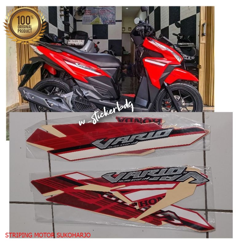 (ORI) Striping Stiker Honda Vario 125 ISS 2017 Merah kualitas original