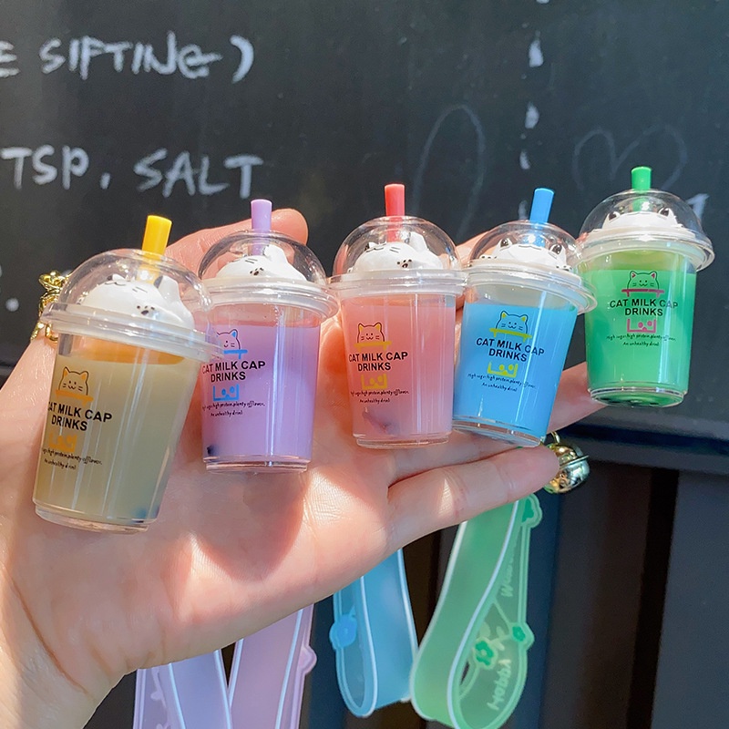 Gantungan Kunci Cat Milk Cap Aksen Pasir Glitter Cair Kunci Mobil Liontin