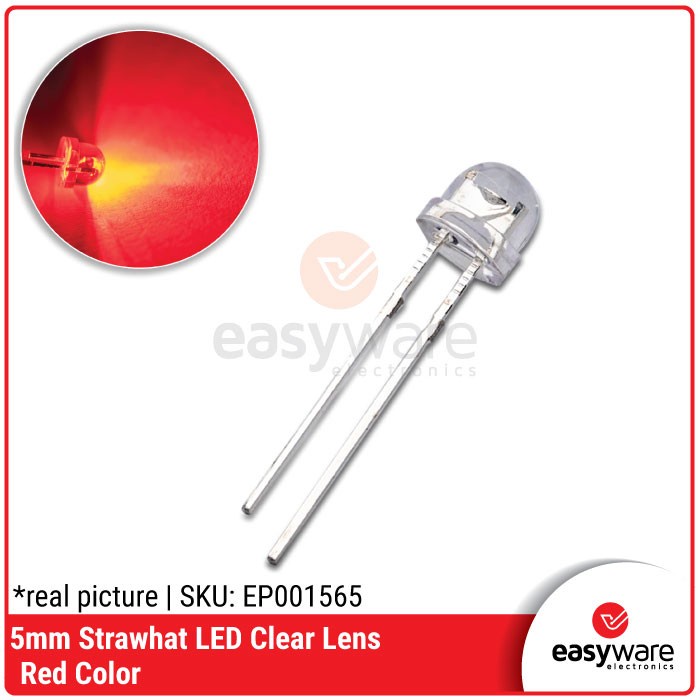 LED 5mm Strawhat Red Clear Lens LED Topi 5mm Strawhat Merah Brightness CO27