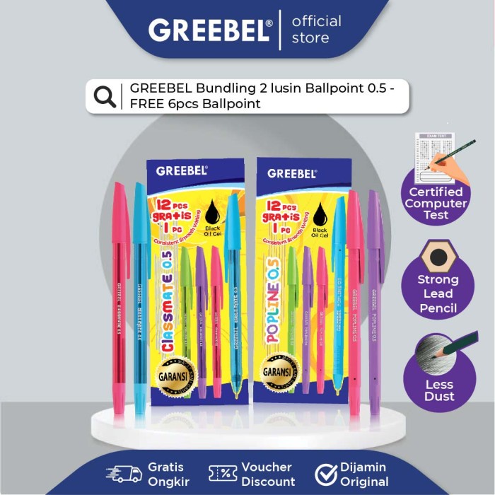 

LS81 GREEBEL Bundling 2 Lusin Ballpoint (12+12)/Paket Pulpen/Ballpoin/Pena