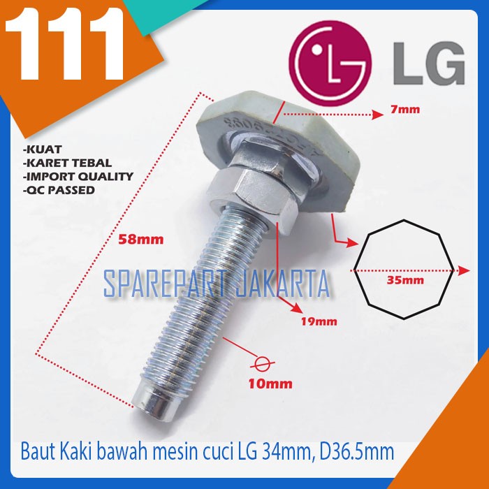KAKI BAWAH MESIN CUCI FRONT LOADING LG BAUT KAKI MESIN CUCI 111