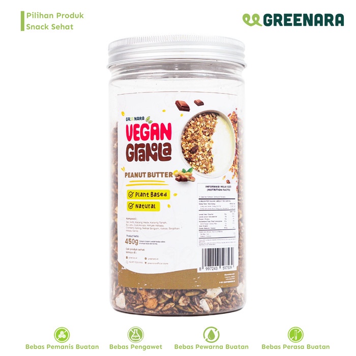 

[KUALITAS PREMIUM] Vegan Granola Peanut Butter 450gr / Granola Kacang Terjangkau