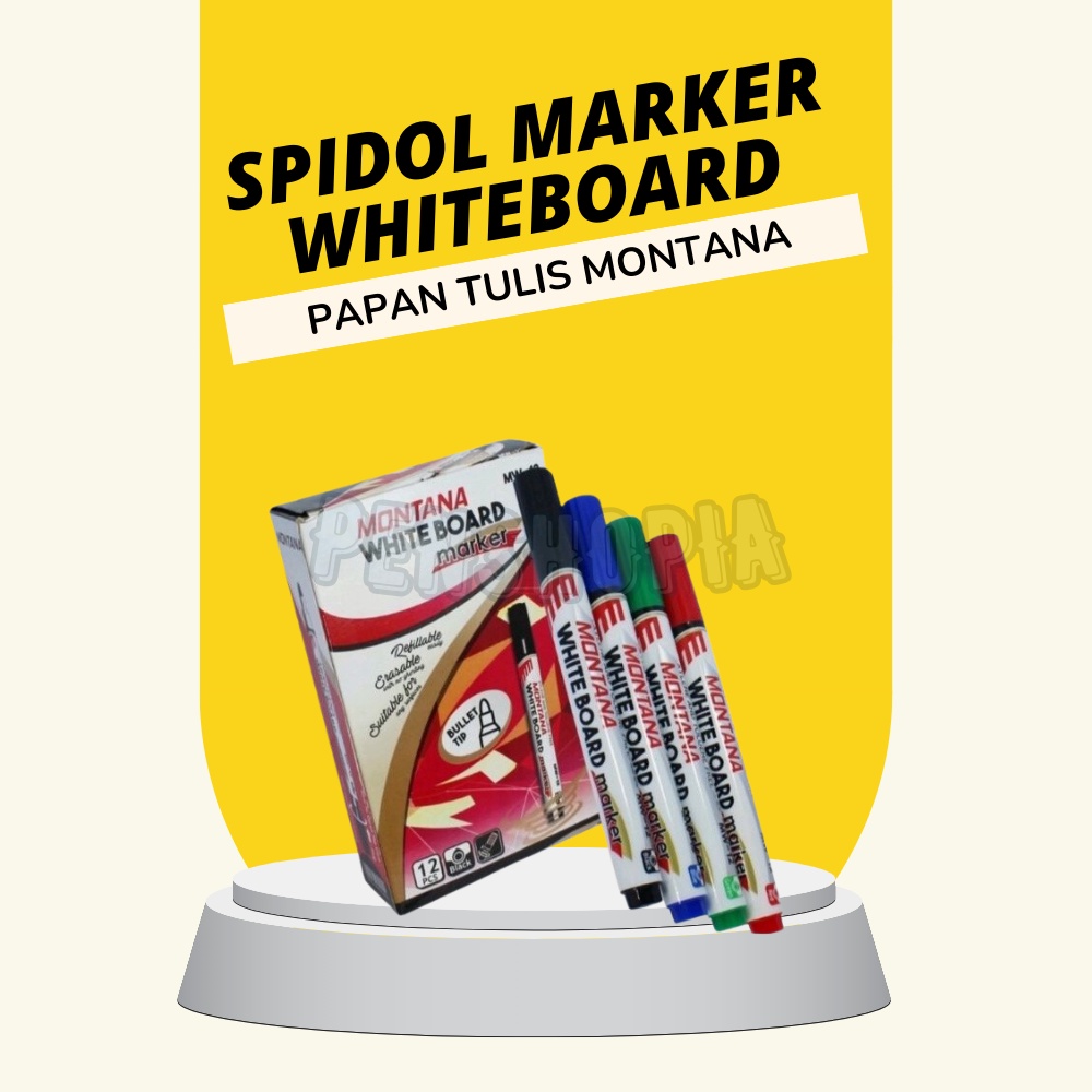 

(1 pcs) Spidol Whiteboard Papan Tulis Murah Hitam Biru Merah Montana