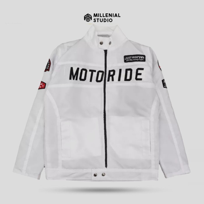 JAKET HOODIE- NASCAR JACKET RACING MOTORIDE WHITE BORDIR ORIGINAL JAKET MOTOR TASLAN - Motoride Whit