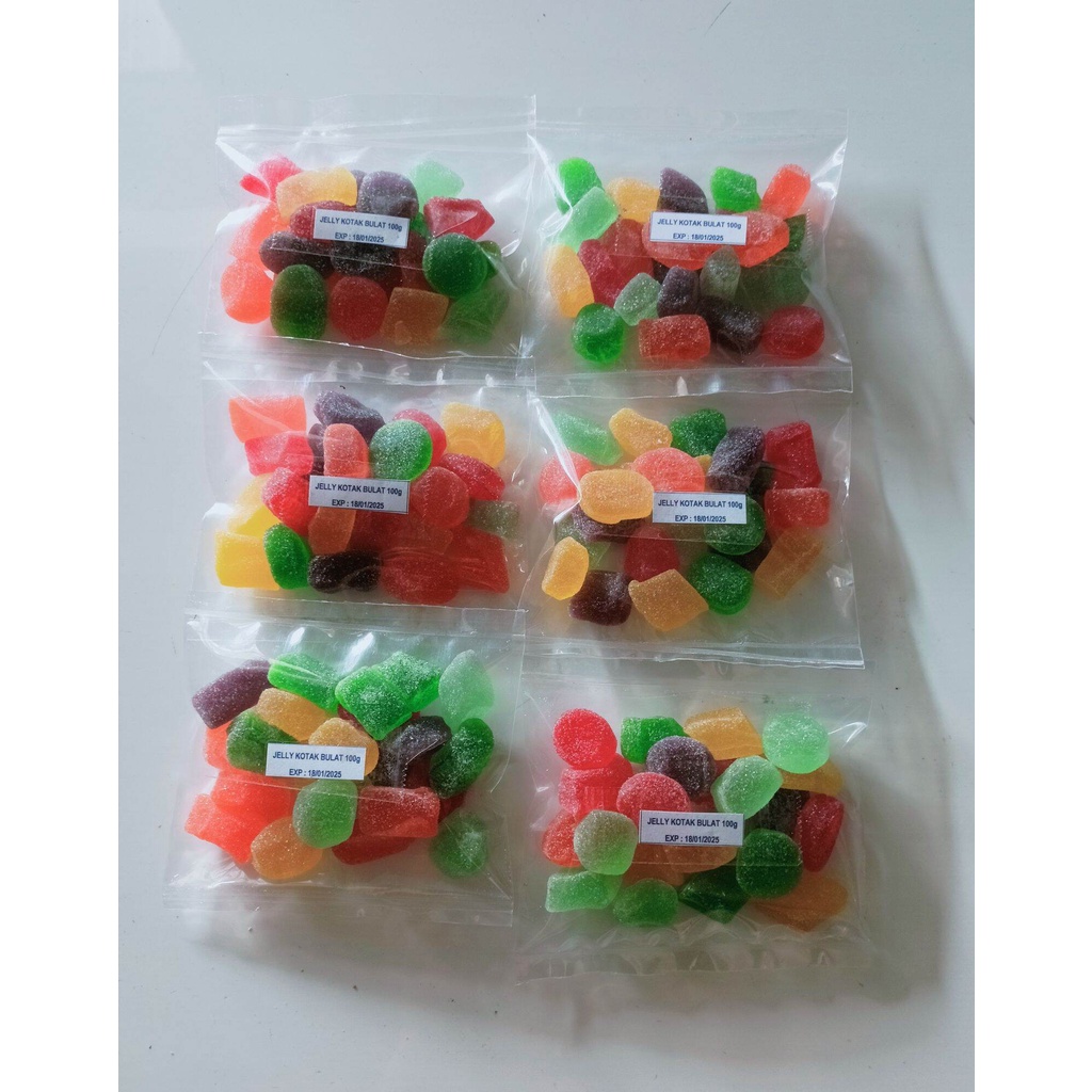 

jelly warna warni 100 gr/ jelly kotak bulat/jelly Malaysia/permen jelly kenyal manis