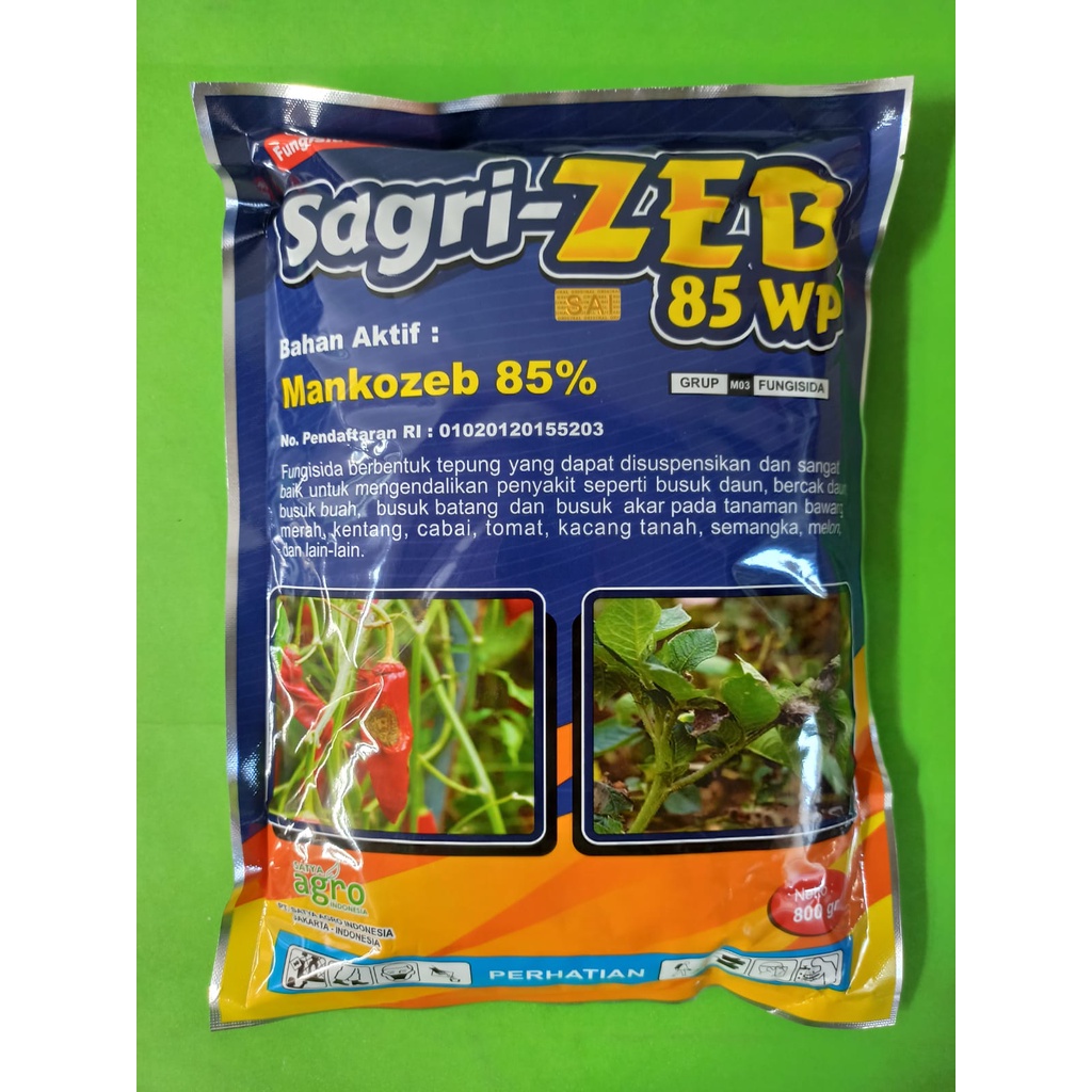 Fungisida busuk daun SAGRI-ZEB sagri zeb 85wp isi 800gr dari SATYA AGRO
