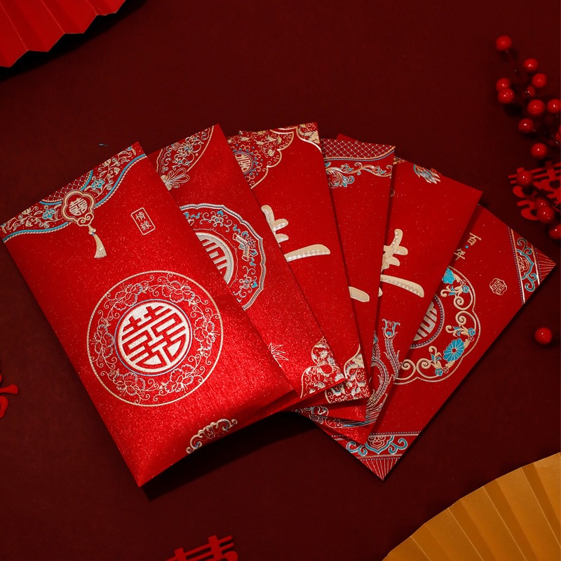 

(YUMI) ( 6 PCS) JUMBO ANGPAU WEDDING SHUANG XI GLITER/ ANGPAO SUSU SHUANG XI WEDDING / TEAPAI / SANGJIT (YUMI)