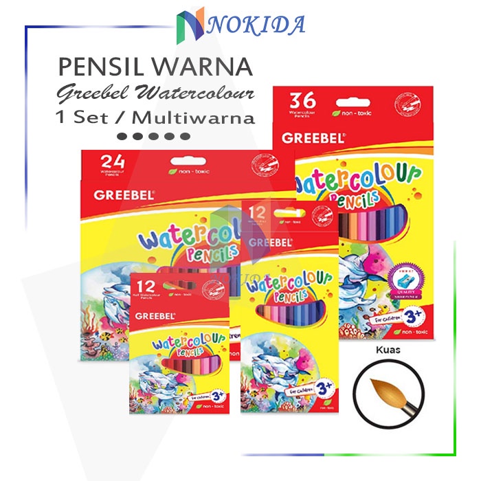 

Nokida Pensil Warna Watercolour Greebel 12 24 36 / Water Colour Pencils / Pencil Coloring / Alat Lukis