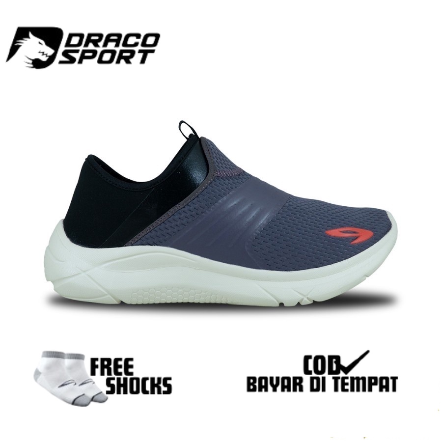 910 Nineten ORIGINAL OSAKA ARCH FIX Sepatu Lari - ABU-TUA/HITAM/PUTIH GADING
