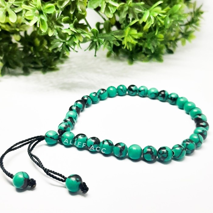 gelang tasbih batu natiral pirus shincang 33 butir asli