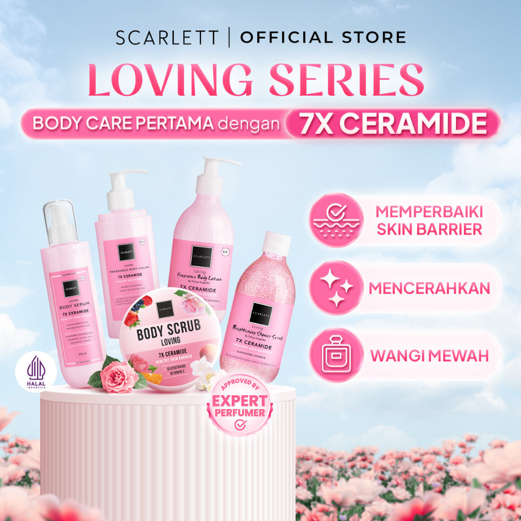Scarlett 5PCS Whitening Loving Series  Body Care Paket Scarlett Lengkap dengan 7X Ceramide Mencerahk