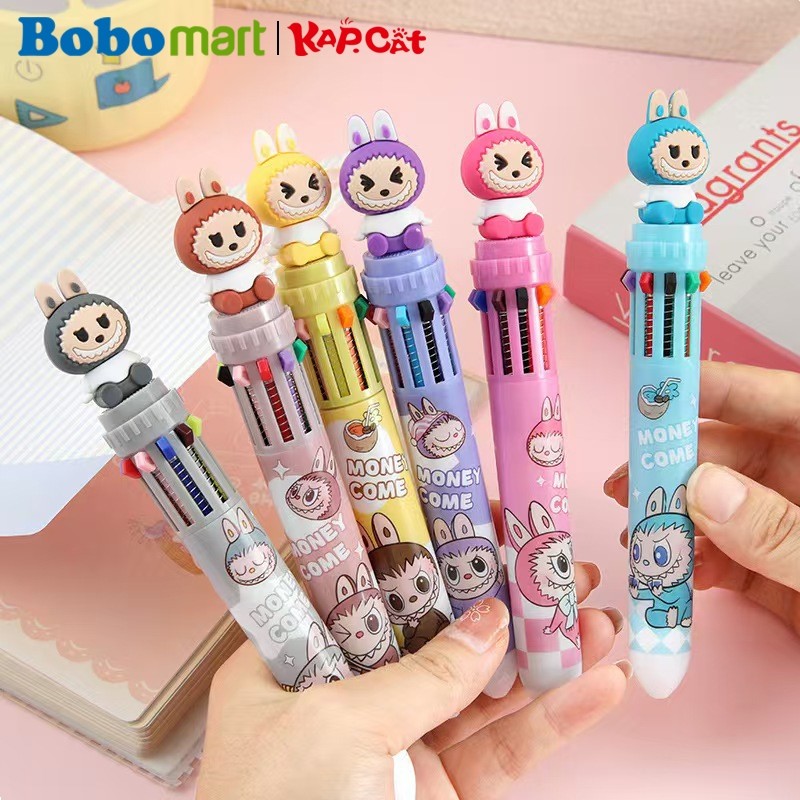 

BOBOMART 1 PCS PULPEN 10 WARNA MOTIF LABUBU LUCU GP-7011 PULPEN KARAKTER KARET MURAH