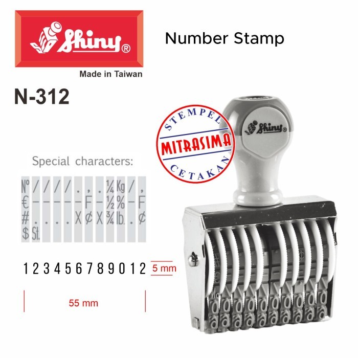 

Stempel Shiny N-312 N312 stempel nomor manual 12 digit 5mm N 312