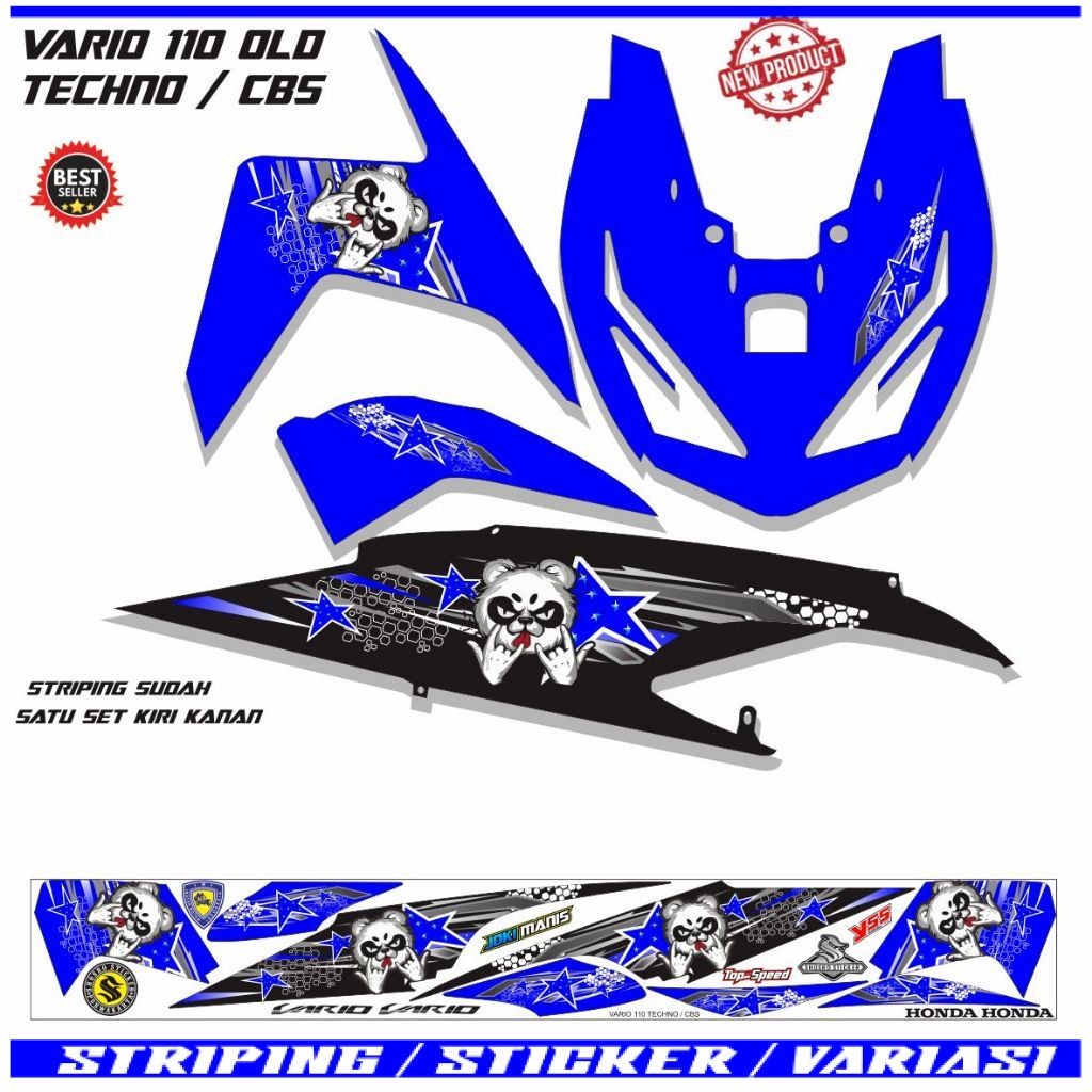 STIKER STICKER MOTOR HONDA VARIO 110 OLD TECHNO CBS / STIKER VARIO TECHNO 110 STRIPING