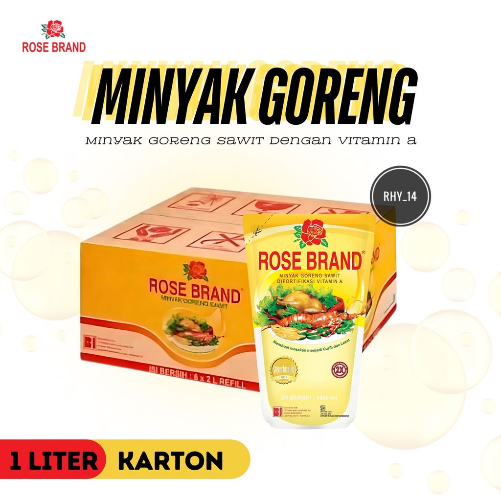 

Minyak Goreng Rosebrand 1 liter 1Dus (12pcs) Kemasan Refill Lebih Crispy