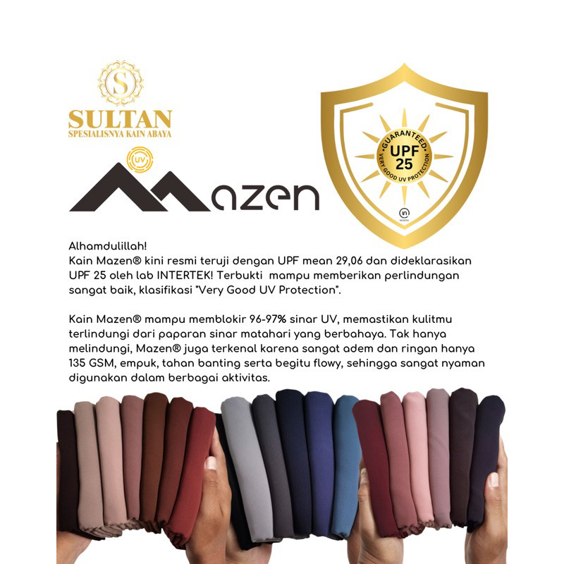 KAIN SULTAN MAZEN ANTI UV UPF 25 BAHAN GAMIS ABAYA (MEREK LAMA: MARZAN)