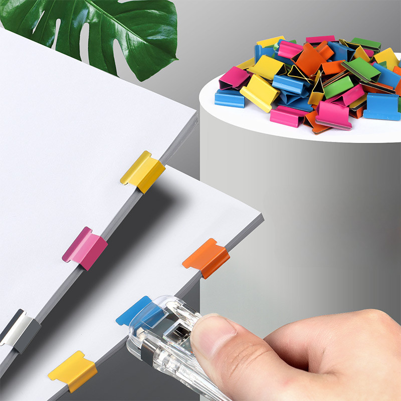 

50Pcs Push Clip Stapler Staple Remover Binder Push Clamp Tape Dispenser Paper Clips Office Supplies Set Desktop Stapler Office