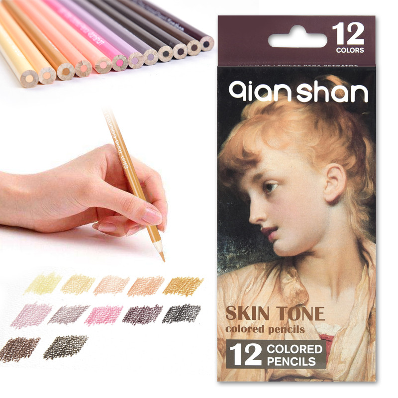 

12 Colors Professional Artist Drawing Pencil Set Skin Crayon De Couleur Lapices Colores Colored Portrait Pastel Pencils Dessin