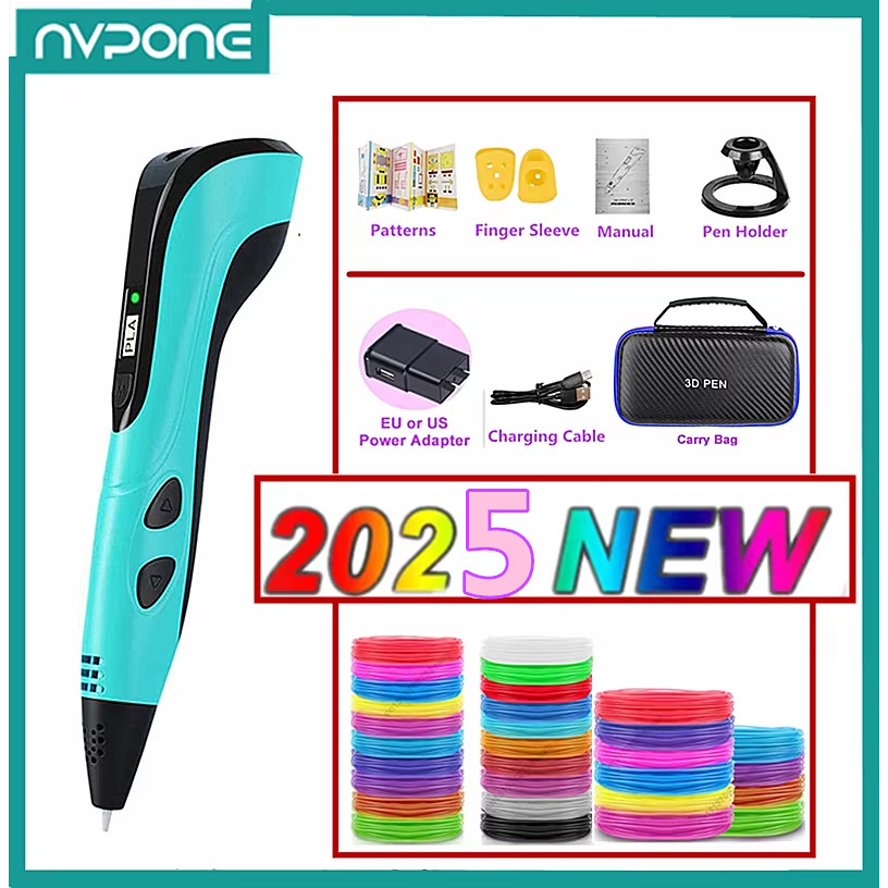 

2025 New 3D Pen 3D Printing Pen for Children Kids Creative DIY Pens PLA Filament Portable Child's Birthday Gift with Christmas