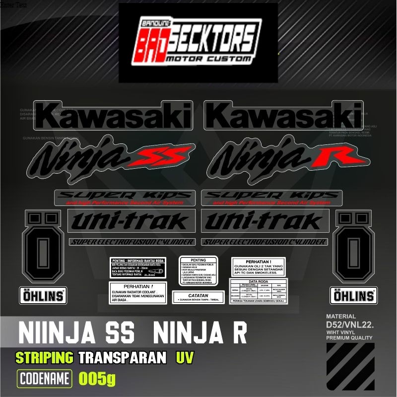 Decal Sticker Striping Variasi Transparan Uv Ninja Ss Ninja R Ninja R Super kips Ninja R Kis Sticker