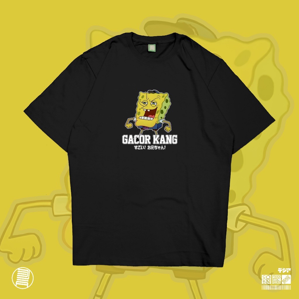 T-Shirt Gacor Kang Spongebob Meme Shitpost Kartun Baju Kaos DJA Cloth
